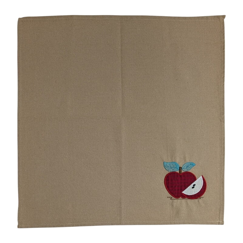 Fruit Embroidered Cotton Table Napkin Set of 4 with Applique in Beige