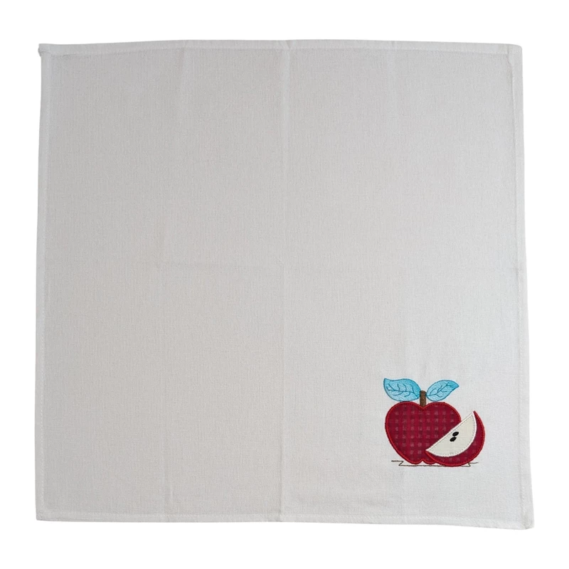Fruit Embroidered Cotton Table Napkin Set of 4 with Applique in White