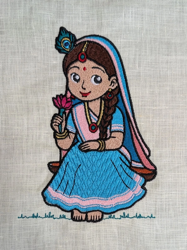 Baby Radha Embroidered Textile Wall Art Frame