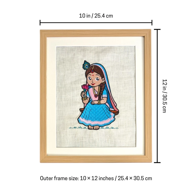 Baby Radha Embroidered Textile Wall Art Frame