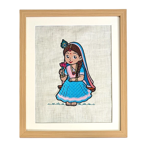 Baby Radha Embroidered Textile Wall Art Frame