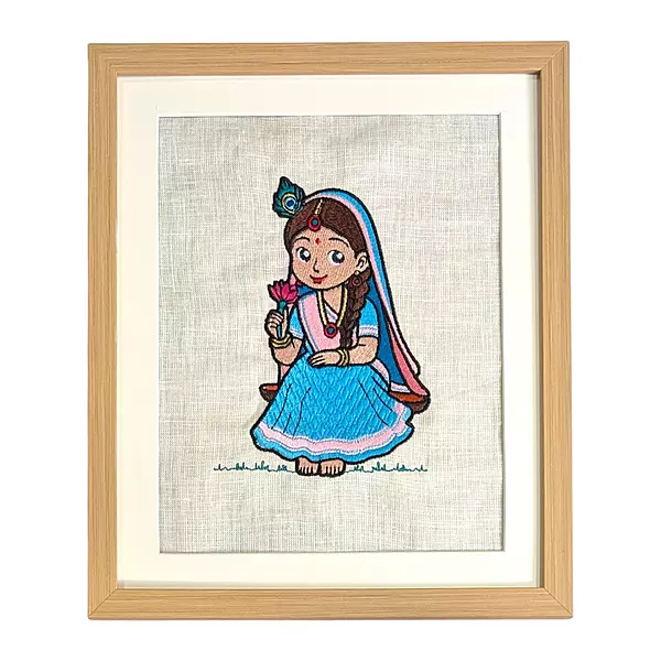 Baby Radha Embroidered Textile Wall Art Frame