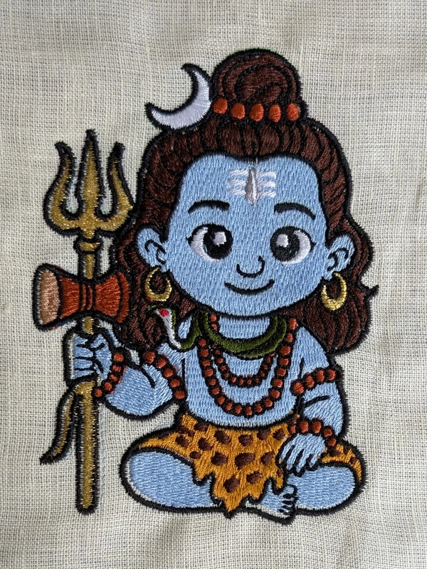 Baby Shiva Embroidered Textile Wall Art Frame