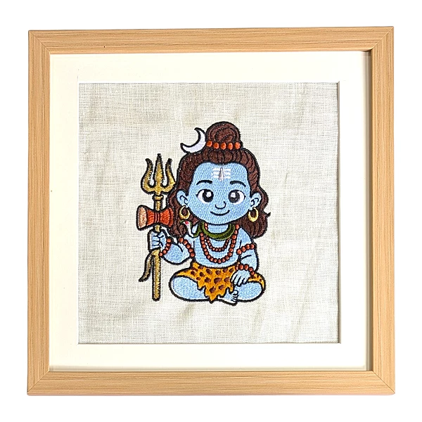 Baby Shiva Embroidered Textile Wall Art Frame
