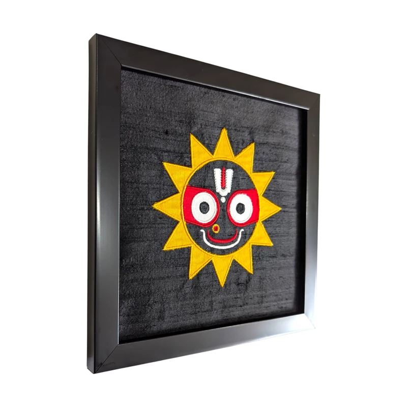 Jagannath Embroidered Textile Wall Art Frame with Applique