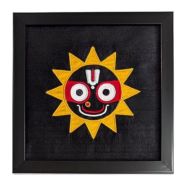 Jagannath Embroidered Textile Wall Art Frame with Applique