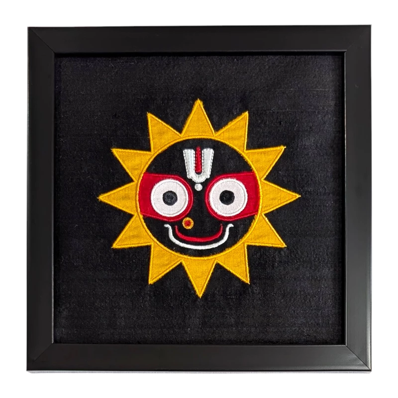 Jagannath Embroidered Textile Wall Art Frame with Applique