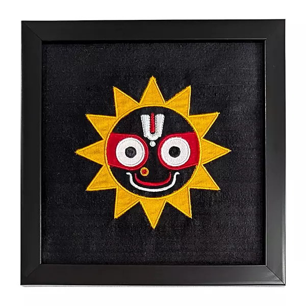 Jagannath Embroidered Textile Wall Art Frame with Applique