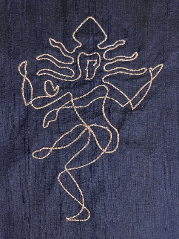 Nataraj Shiva - Navy Blue Embroidered Textile Wall Art Frame