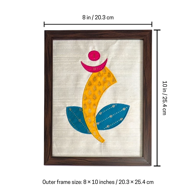 Ganesha - Off White Embroidered Textile Wall Art Frame with Applique