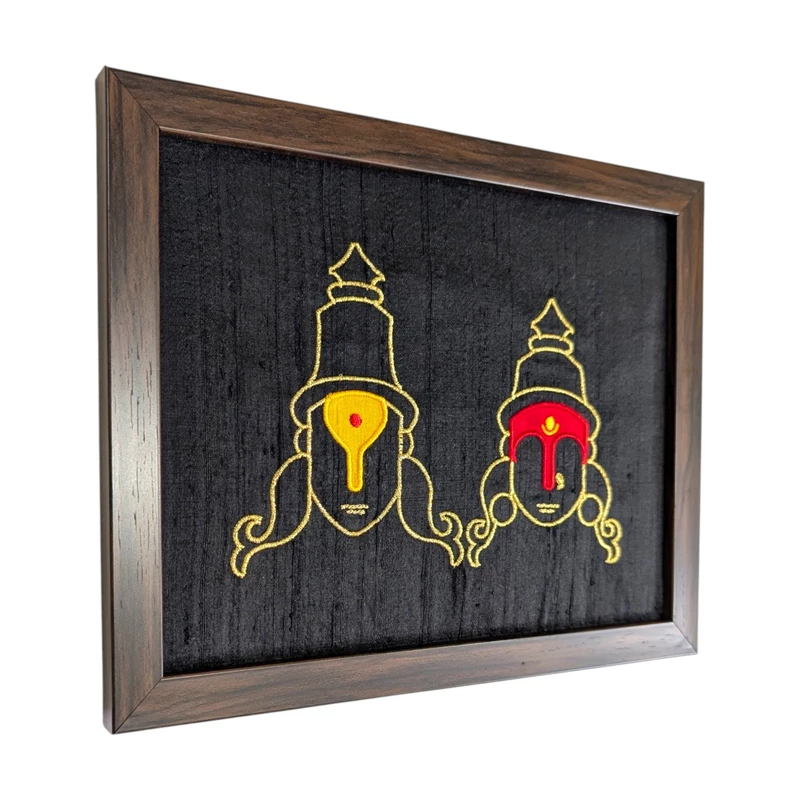 Vitthal Rukmini Embroidered Textile Wall Art Frame with Applique