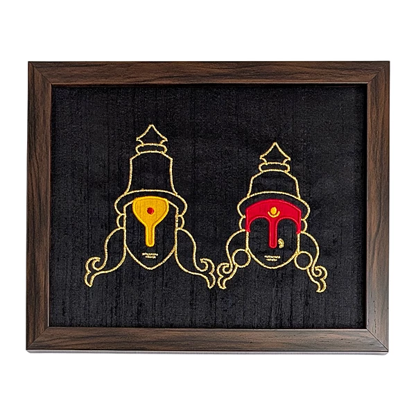 Vitthal Rukmini Embroidered Textile Wall Art Frame with Applique