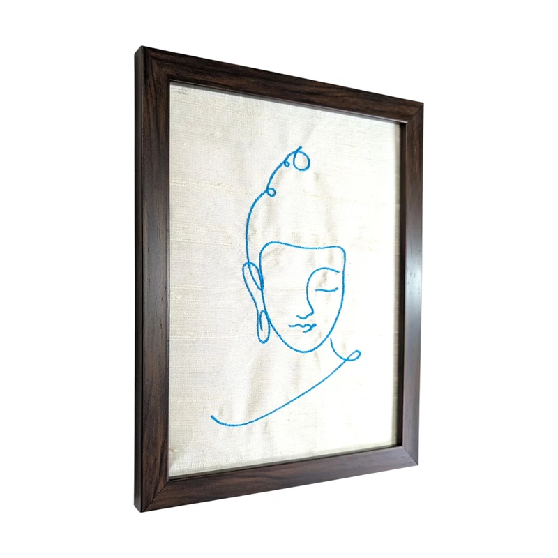 Buddha - Off White Embroidered Textile Wall Art Frame