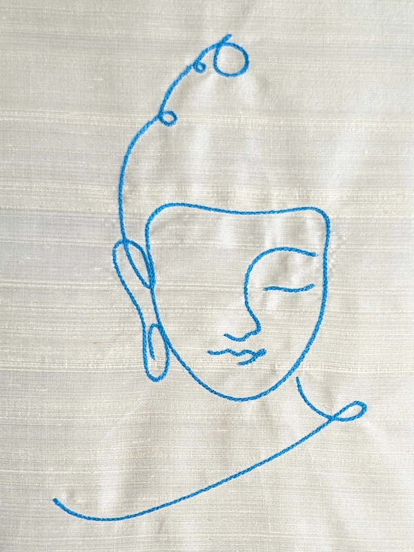 Buddha - Off White Embroidered Textile Wall Art Frame
