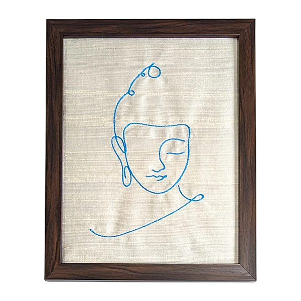Buddha - Off White Embroidered Textile Wall Art Frame