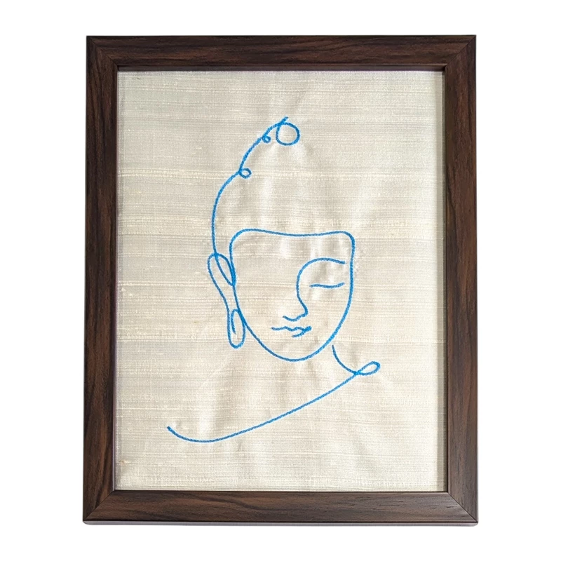 Buddha - Off White Embroidered Textile Wall Art Frame