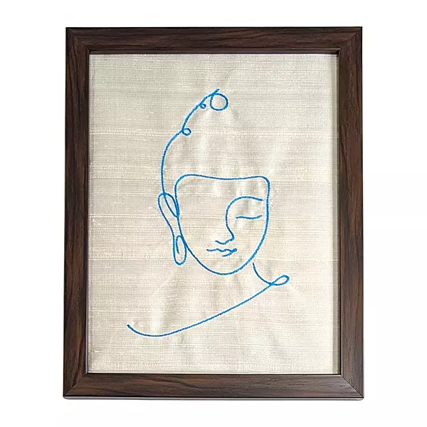 Buddha - Off White Embroidered Textile Wall Art Frame
