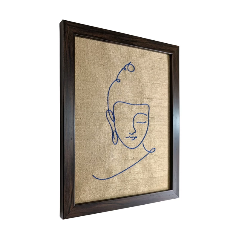 Buddha - Beige Embroidered Textile Wall Art Frame