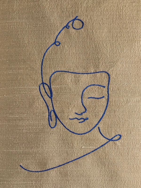 Buddha - Beige Embroidered Textile Wall Art Frame