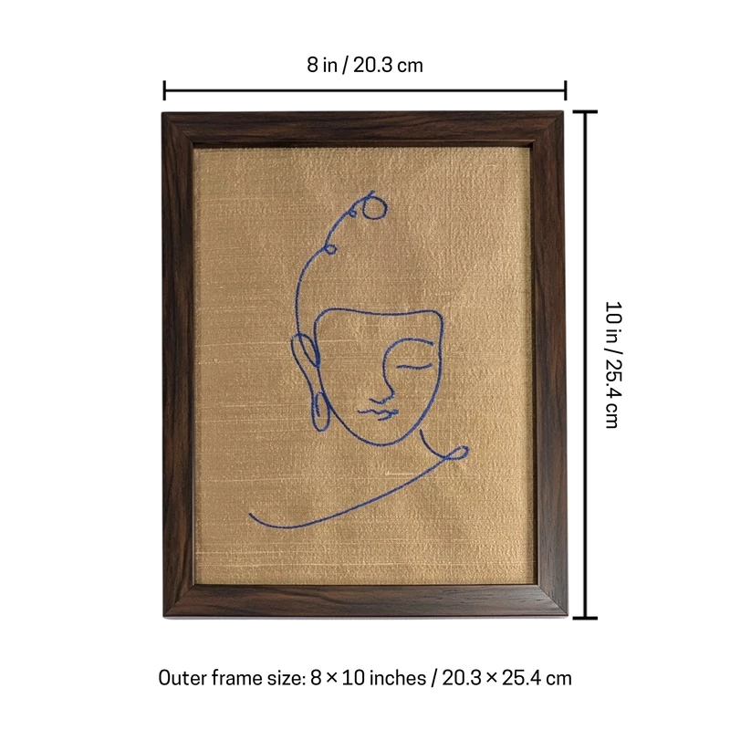 Buddha - Beige Embroidered Textile Wall Art Frame