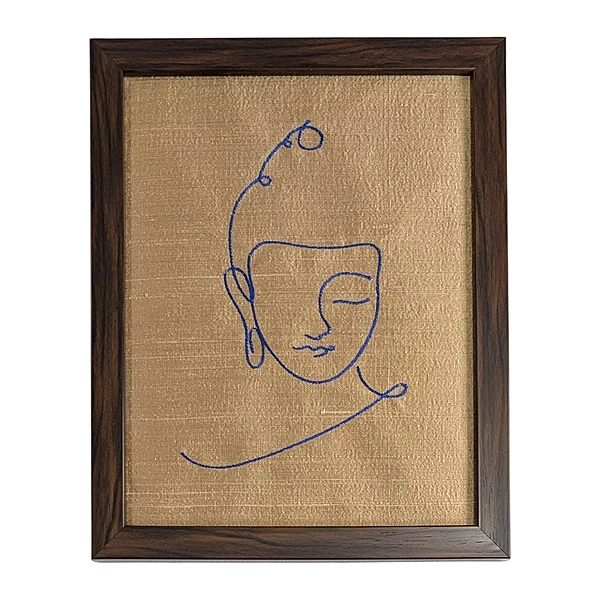 Buddha - Beige Embroidered Textile Wall Art Frame