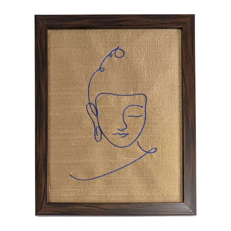 Buddha - Beige Embroidered Textile Wall Art Frame