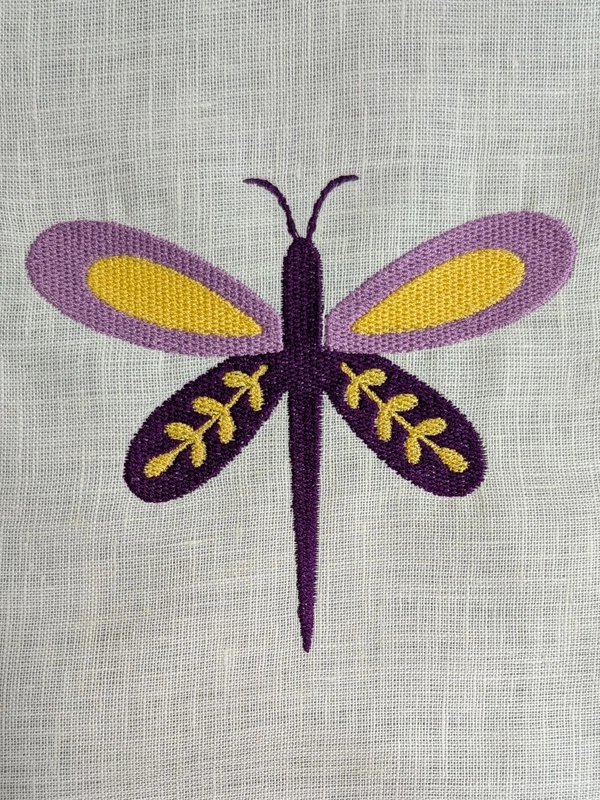 Butterfly - Purple Yellow Embroidered Textile Wall Art Frame