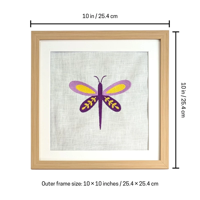 Butterfly - Purple Yellow Embroidered Textile Wall Art Frame