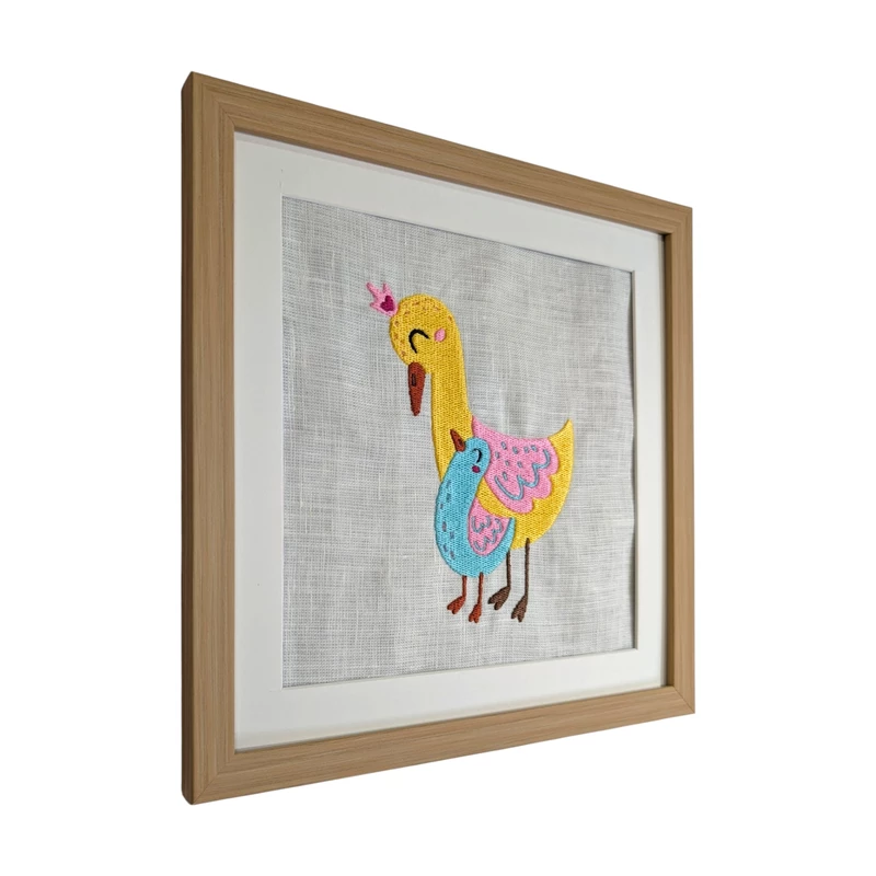 Baby Ducks Embroidered Textile Wall Art Frame