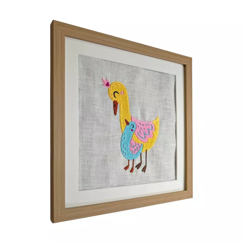 Baby Ducks Embroidered Textile Wall Art Frame