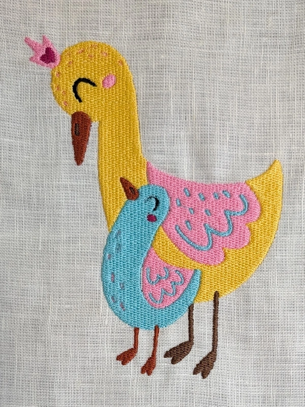 Baby Ducks Embroidered Textile Wall Art Frame