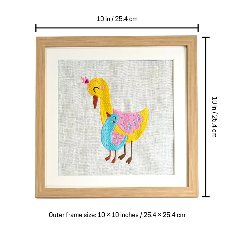 Baby Ducks Embroidered Textile Wall Art Frame