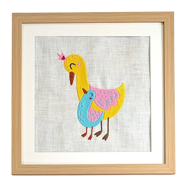 Baby Ducks Embroidered Textile Wall Art Frame