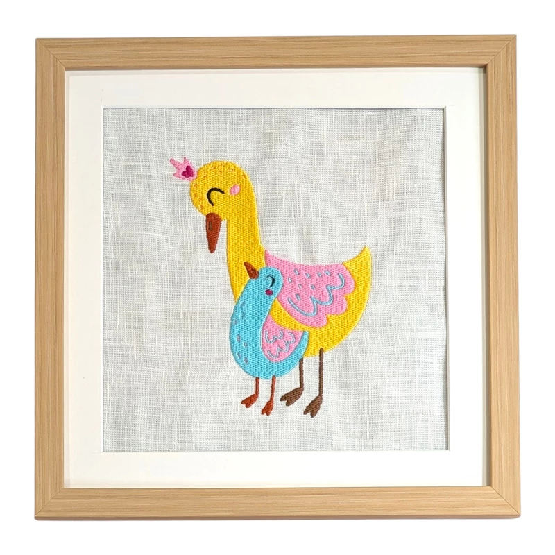 Baby Ducks Embroidered Textile Wall Art Frame
