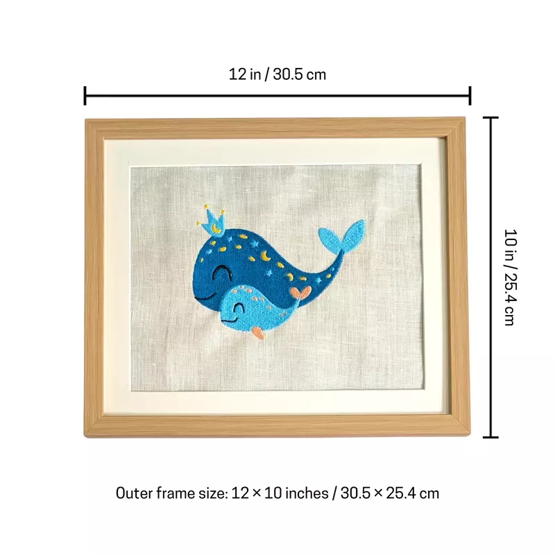 Baby Whales Embroidered Textile Wall Art Frame