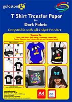 Tshirt Transfer Inkjet Photo Paper Dark Fabrics A4 x 5 Sheets (Make Custom T-Shirts at Home! As Simple as 1-2-3) (Dark) Tshirt Transfer Inkjet Photo Paper Dark Fabrics A4 x 5 Sheets (Make Custom T-Shirts at Home! As Simple as 1-2-3) (Dark)