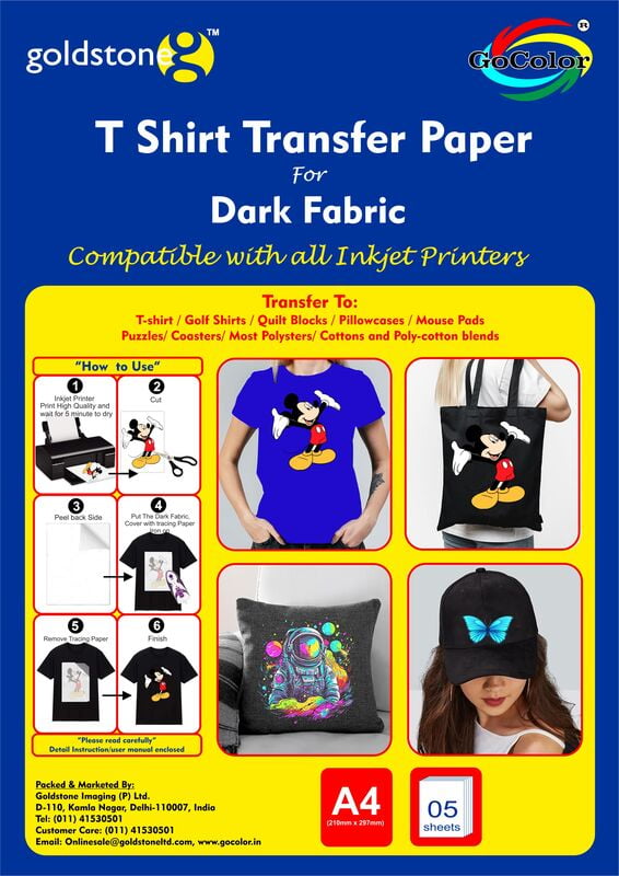 Tshirt Transfer Inkjet Photo Paper Dark Fabrics A4 x 5 Sheets (Make Custom T-Shirts at Home! As Simple as 1-2-3) (Dark) Tshirt Transfer Inkjet Photo Paper Dark Fabrics A4 x 5 Sheets (Make Custom T-Shirts at Home! As Simple as 1-2-3) (Dark)
