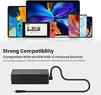 Techie 65W Type-C Laptop Charger for Asus ExpertBook B1, Transformer Book T302CA, Zenbook 13 UM325U, ASUSPRO B9440U Series