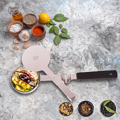 LLM Stainless Steel Tadka Pan with Lid | 270ml | Heat-Resistant Silicone Handle |