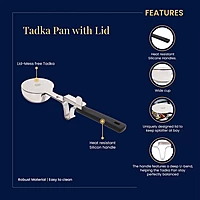 LLM Stainless Steel Tadka Pan with Lid | 270ml | Heat-Resistant Silicone Handle |