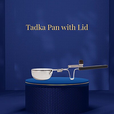 LLM Stainless Steel Tadka Pan with Lid | 270ml | Heat-Resistant Silicone Handle |