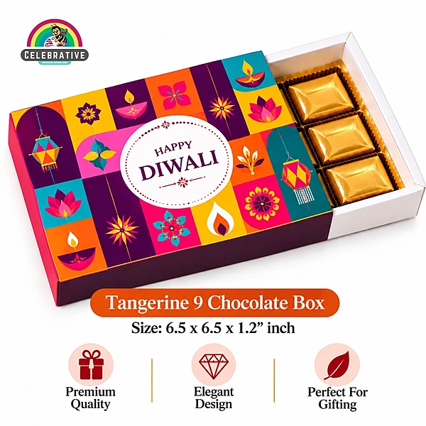 Tangerine 9 Chocolate Box with Cavity - 6.5x6.5x1.2 Inch