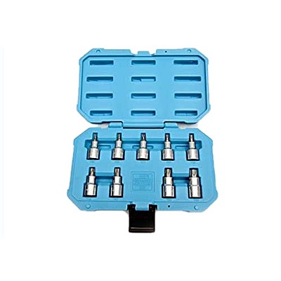 TAPARIA Torx Bits Sockets Set - 12.7mm(1/2) Square Drive 9pc Set BST20,25,27,30,40,45,50,55 &60 6(V-2) SBST9 TAPARIA Torx Bits Sockets Set - 12.7mm(1/2) Square Drive 9pc Set BST20,25,27,30,40,45,50,55 &60 6(V-2) SBST9