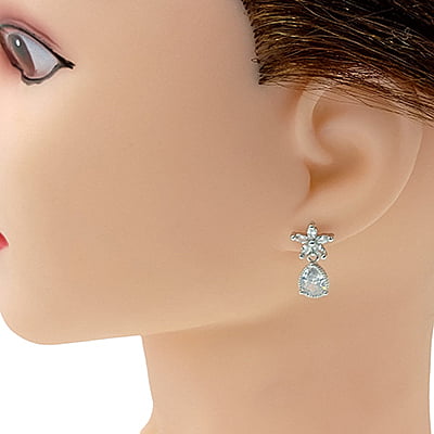 Crystal Stone Teardrop Silver Earrings