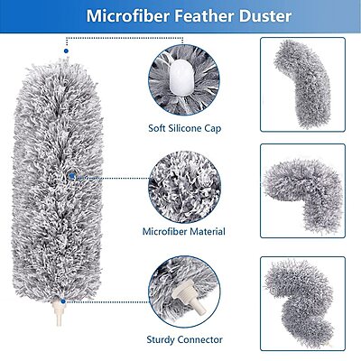 Microfiber Feather Duster Extension Long Up to 100 inch Mop Pack of 2 Microfiber Feather Duster Extension Long Up to 100 inch Mop Pack of 2
