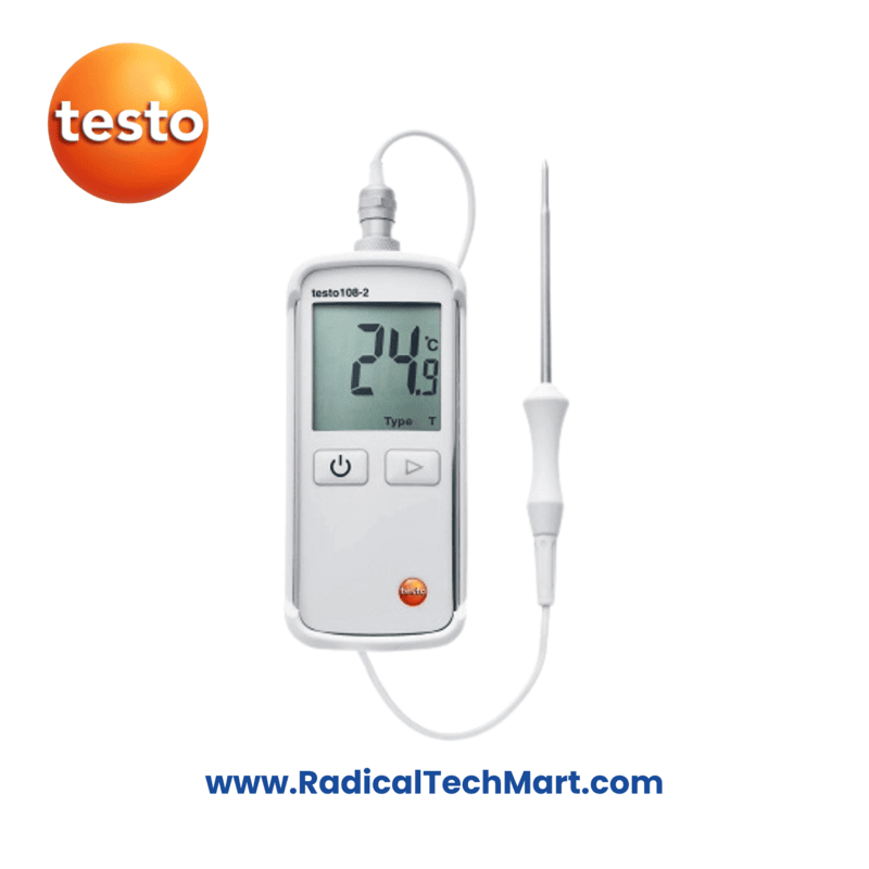 Testo 108-2 Waterproof Digital Food Thermometer with Lockable Probe and Softcase