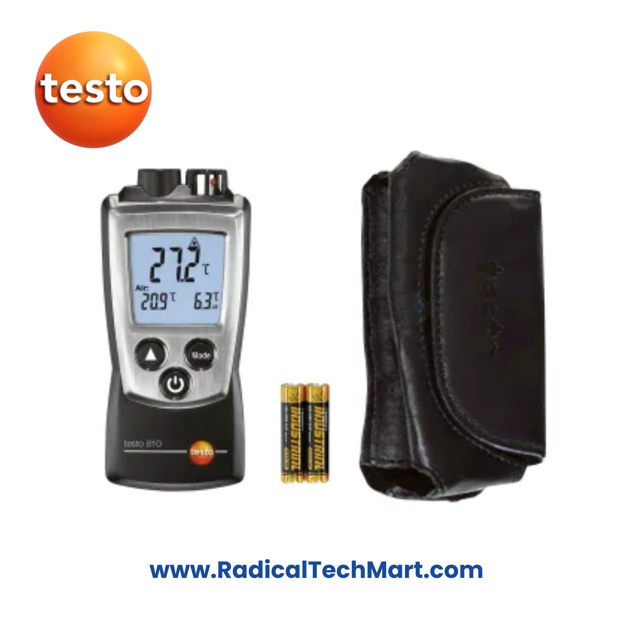 Testo 810 Infrared Thermometer with TopSafe Case – Dual Surface and Air Temp Measurement