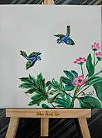 Painted Framed Canvas Placed on Easel Stand