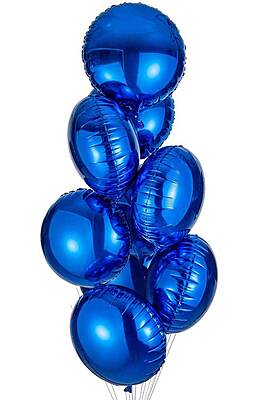 The Magic Balloons Store- 18” Round Shape Birthday Party Decoration Foil Balloons Blue Colour Pack of 10-181280