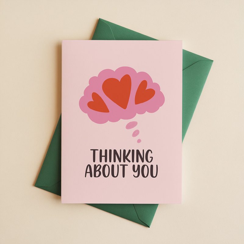 Thinking About You Card I Cute heart illustrations
